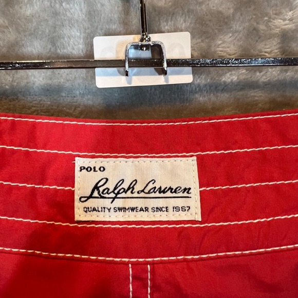 Polo by Ralph Lauren Swim Board Shorts Mens Size 32 Red Preppy Beach Blue‎ Pony - Picture 15 of 16